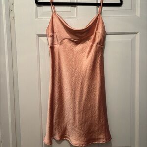 Peach/pink Satin Mini Slip Dress